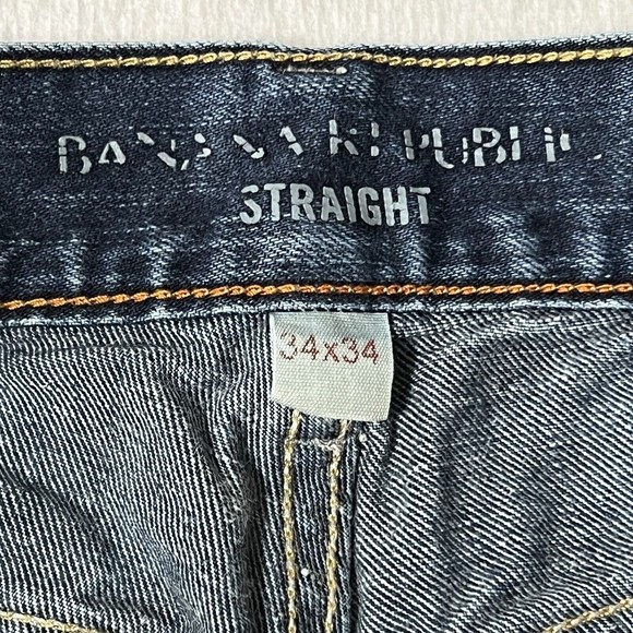 Banana Republic Straight Jeans Mens TAG 34x34 Blue Denim Dark Wash FIT 34x32.5 - Picture 3 of 17
